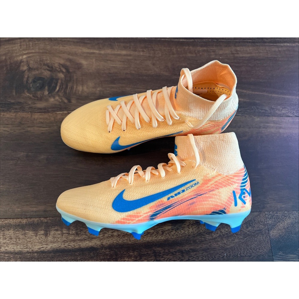 New Nike Mens Mercurial Superfly 10 Pro FG KM Soccer Cleats Size 8.5 Orange Blue